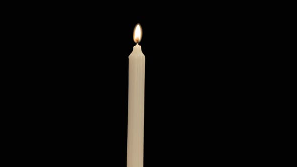 Flickering Flame of Simple White Candle