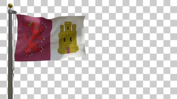 Caceres Province Flag (Spain) on Flagpole with Alpha Channel - 4K alt