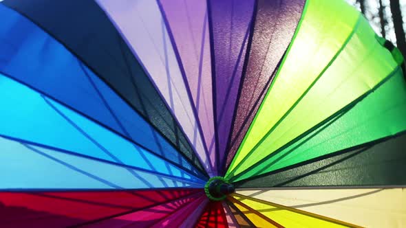 Multi-colored Umbrella Rotates