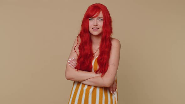 Funny Woman Showing Tongue Making Faces at Camera Fooling Around Joking Aping with Silly Face alt