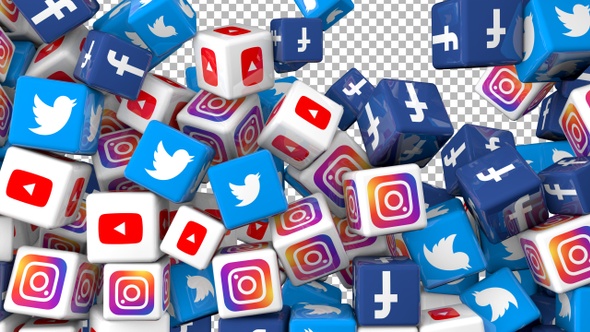 Social Media Icons Transition - Facebook, Twitter, Youtube, Instagram