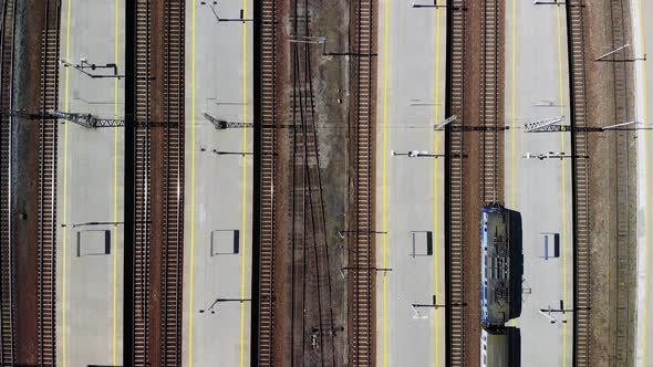 Aerial Shot Over Empty Railway Station During Pandemic
