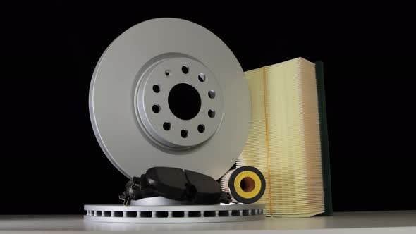 New Car Parts on a Black Background alt