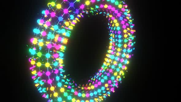 Vj Loop Rotation Of An Abstract Torus Flashing With Multicolored Lights 02 alt