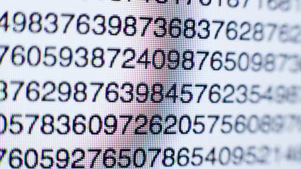 Numbers a computer screen