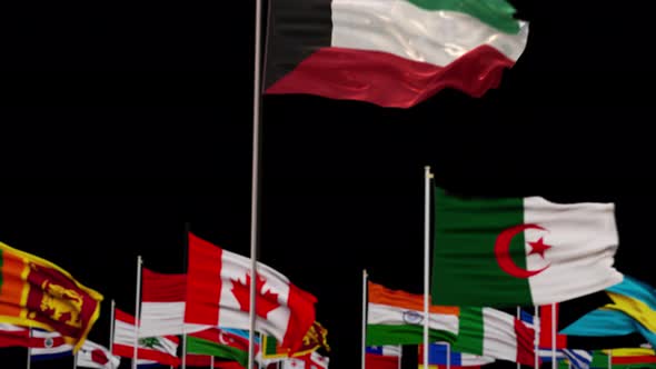 Kuwait Flag With World Flags In Alpha Channel