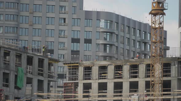 Construction Site of Modern Buildings