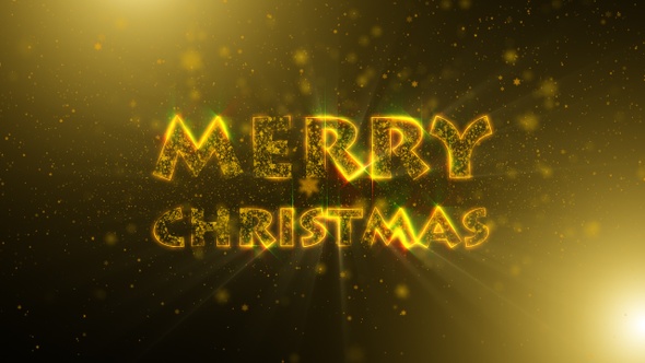 Merry Christmas Gold & Fireworks alt