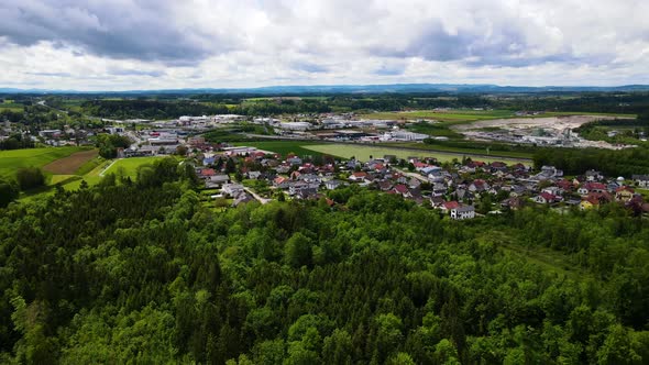 Village with an River with Forest Drone Video alt
