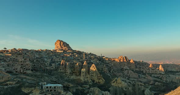 Amazing View of Turkish Fortress Uchisar in the Cappadocia Turkey alt