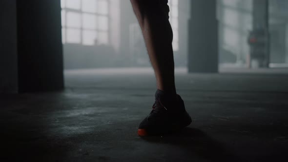 Man Legs Doing Cardio Workout with Skipping Rope alt