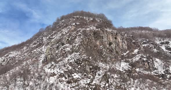 Aerial view of beautiful snowy mountains in Gudauri, Georgia alt