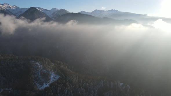 Aerial view from drone of Transfagarasan mountains