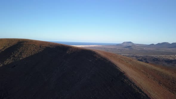 Aerial View of the Movement Going Up To the Top of the Volcano