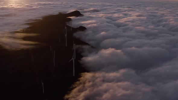 Aerial view of a wind turbine park on Madeira Island, Portugal. alt