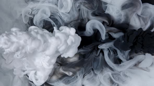 Abstract Black and White Cloud Background with Watercolor or Acrylic Paint alt