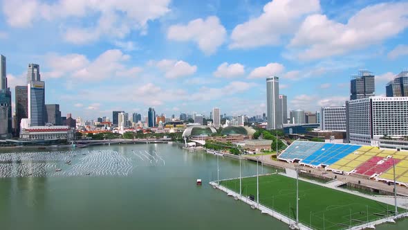 View of The Float and Art Science Museum at Marina Bay, Business District, Singapore