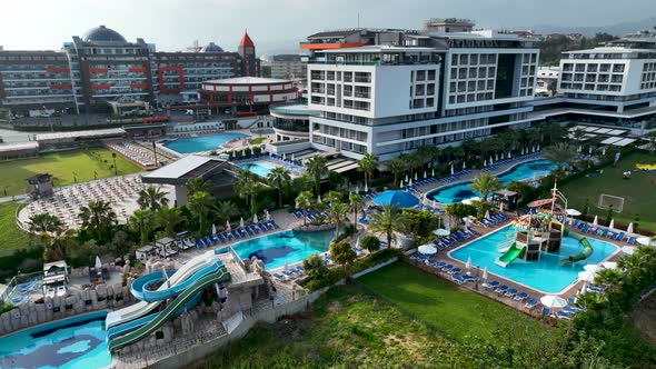 Infrastructure of hotels aerıal vıew Turkey Alanya 4K alt