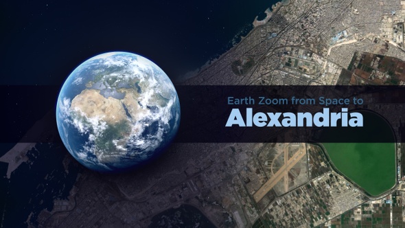 Alexandria (Egypt) Earth Zoom to the City from Space