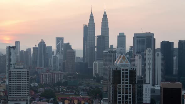 Kuala Lumpur Cityscape Sunrise Sunshine Timelapse Skyscrapers Panorama alt