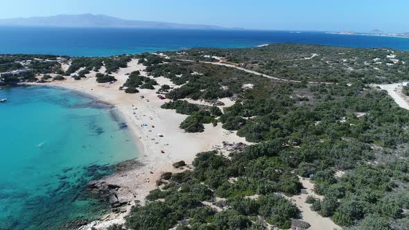 Aliki beach on the island of Naxos in the Cyclades in Greece seen from the sk alt