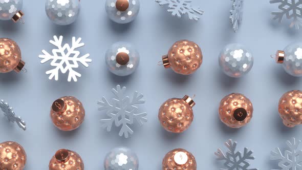 Christmas rotating balls and snowflakes.