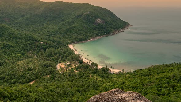 Aerial View on the Sea and Boats at Viewpoint Bottle Beach alt