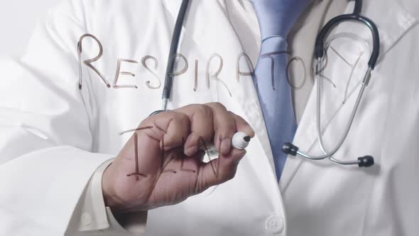Asian Doctor Writing Respiratory Illness