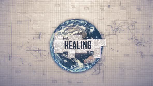 Healing Text Animation with Earth Background