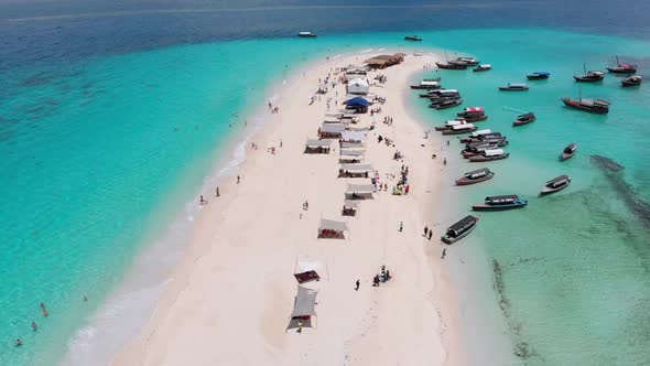 Aerial View of the Paradise Disappearing Island of Nakupenda in Zanzibar Africa alt