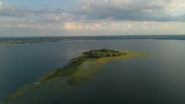 Island on Lake Svityaz Ukraine