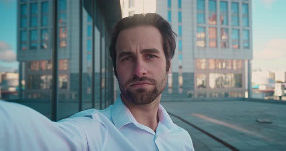 Businessmen Have Online Video Chat with Friends alt