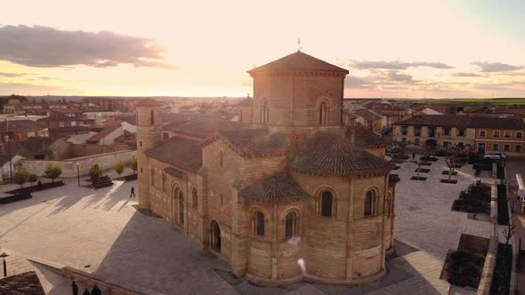 Aerial View of Famous Romanesque Church San Martin De Tours in Fromista Palencia Spain alt