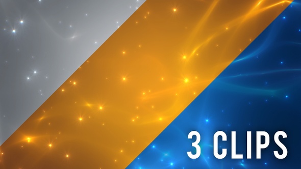 Energy Flux and Particles Background - 3 Clips Blue Golden Silver