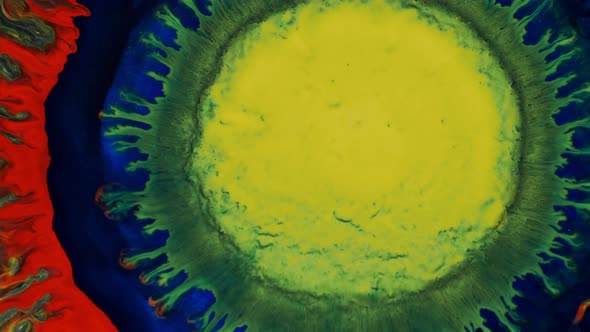 Color Reaction the Drop Spreads in Different Directions alt