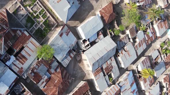 Tanzania  Aerial View of Houses Near the Coast of Zanzibar Vertical Video alt
