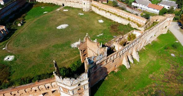 Panoramic aerial shot old castle