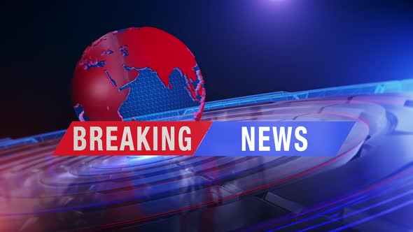Breaking News Banner In Front Of A Digital Globe Network Looped A6 alt