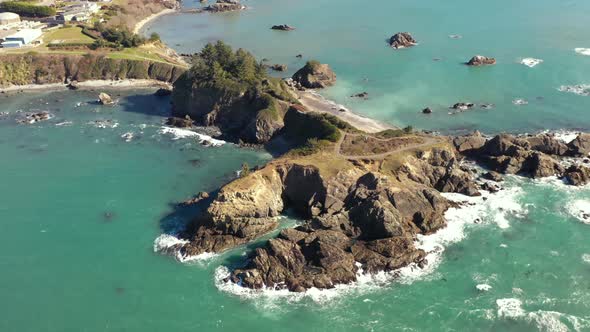 Chetco Point Park, a local park known by residents of Brookings, Oregon only. Drone view. alt