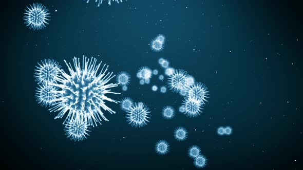 Virus cells flowing coronavirus cells concept.