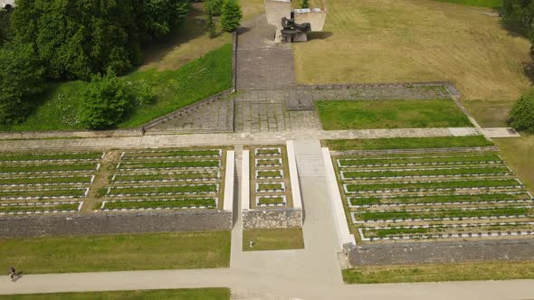 Memorial to the soldiers who died in World War II. Valmiera memorial from above alt