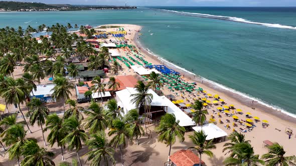 Gunga Beach tourism landmark at Maceio Alagoas Brazil. Relaxation ...