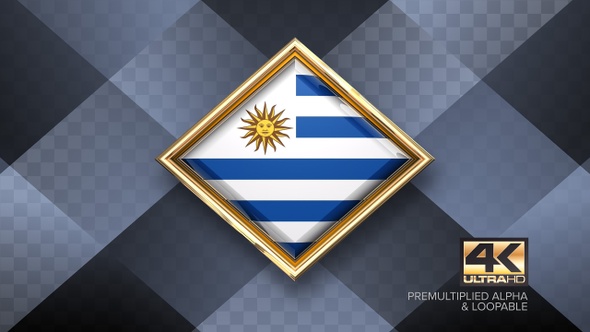 Uruguay Flag Rotating Badge 4K Looping with Transparent Background