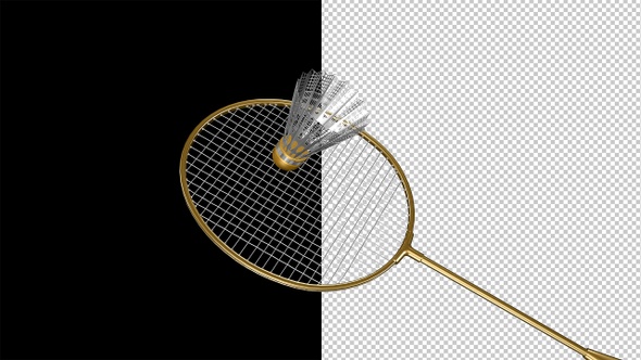 Badminton Transition - Racket Hits Shuttle - Gold and SIlver - I - Alpha Channel