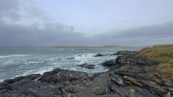 Aerial View of Cashelgolan Beach and the Awarded Narin Beach By Portnoo County Donegal, Ireland alt