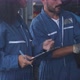 Mechanic man and woman in uniform checking diagnostic for fix and repair car together at garage. - VideoHive Item for Sale