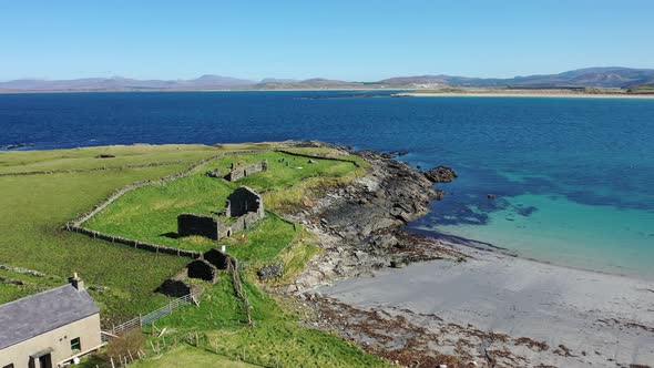Aerial View of Inishkeel Island By Portnoo Next to the the Awarded Narin Beach in County Donegal alt