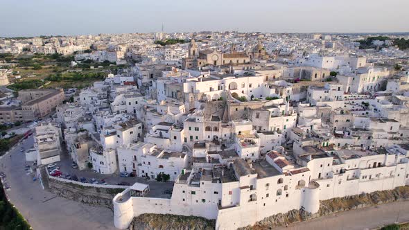 4K Aerial of Ostuni, 'the White Town' in Apulia, South of Italy. alt