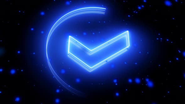 Check mark symbol glowing neon light animation. A 243