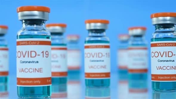 Coronavirus Vaccine Bottles With Labels